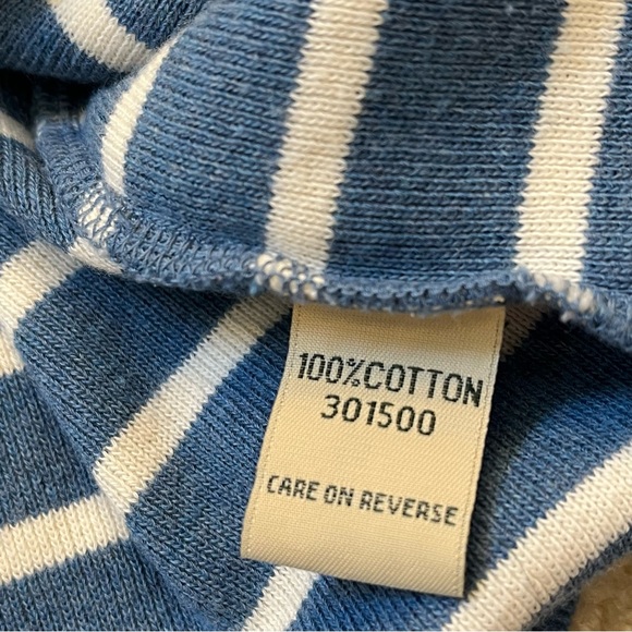 LL Bean Sweater Womens Large Petite Blue White Stripes Hood Cardigan Zip Knit - Picture 4 of 9